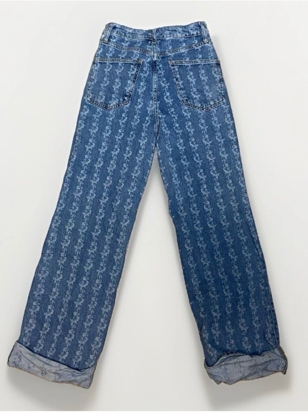 Pilcro by Anthropologie Floral Damask Cuffed High Rise Denim Jeans Women's 27